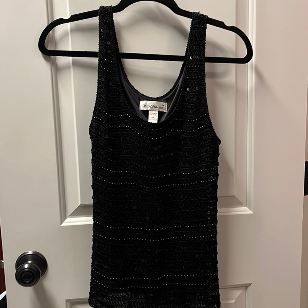 Beautiful black beaded tank top, size medium